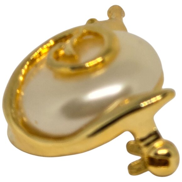 Vintage Gold Tone Snail Brooch Faux Pearl Spiral Pin Costume Jewelry Cute Gift - Picture 4 of 6